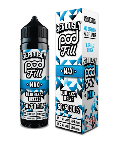 Seriously Pod Fill Max- Blue Razz Breeze 50ML 0MG 50/50 