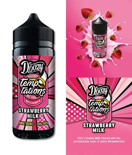 Doozy - Temptations - Strawberry Milk - 100ml - My Vape Store UK